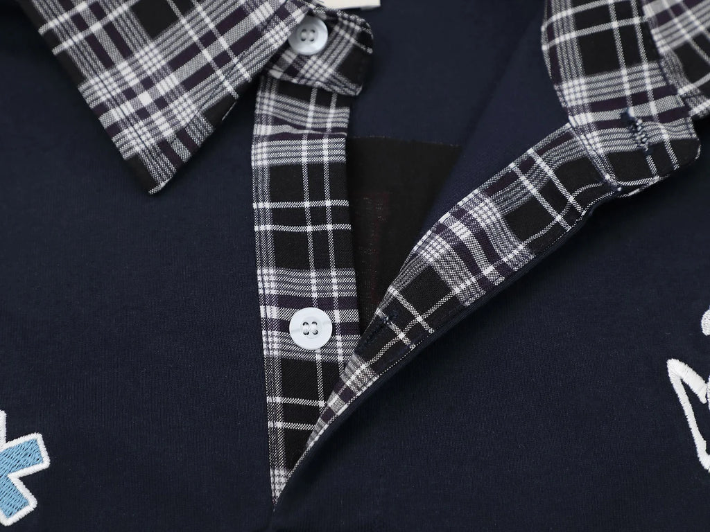 "XX" Plaid Sleeve Polo Shirt