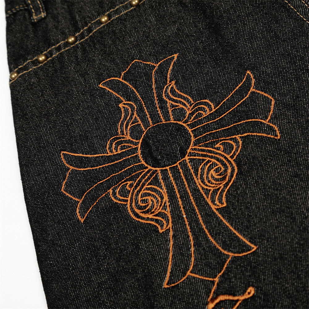 "CROSS" Denim Embroidered Jeans Globain
