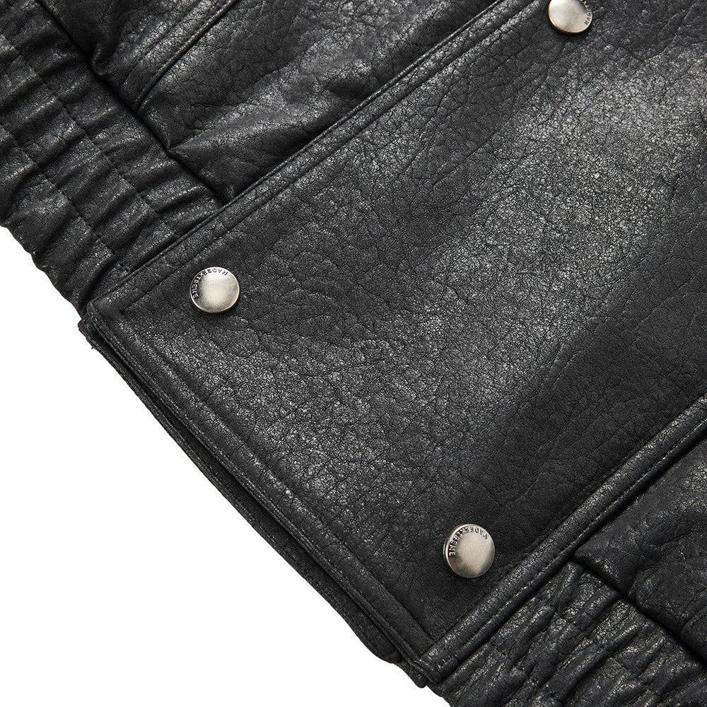 "LINE" Collar Leather Jacket