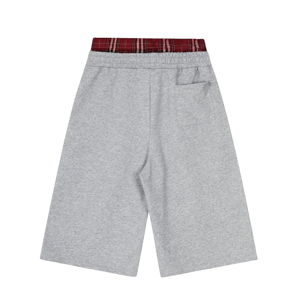 "MANT" Plaid Waist Logo Shorts