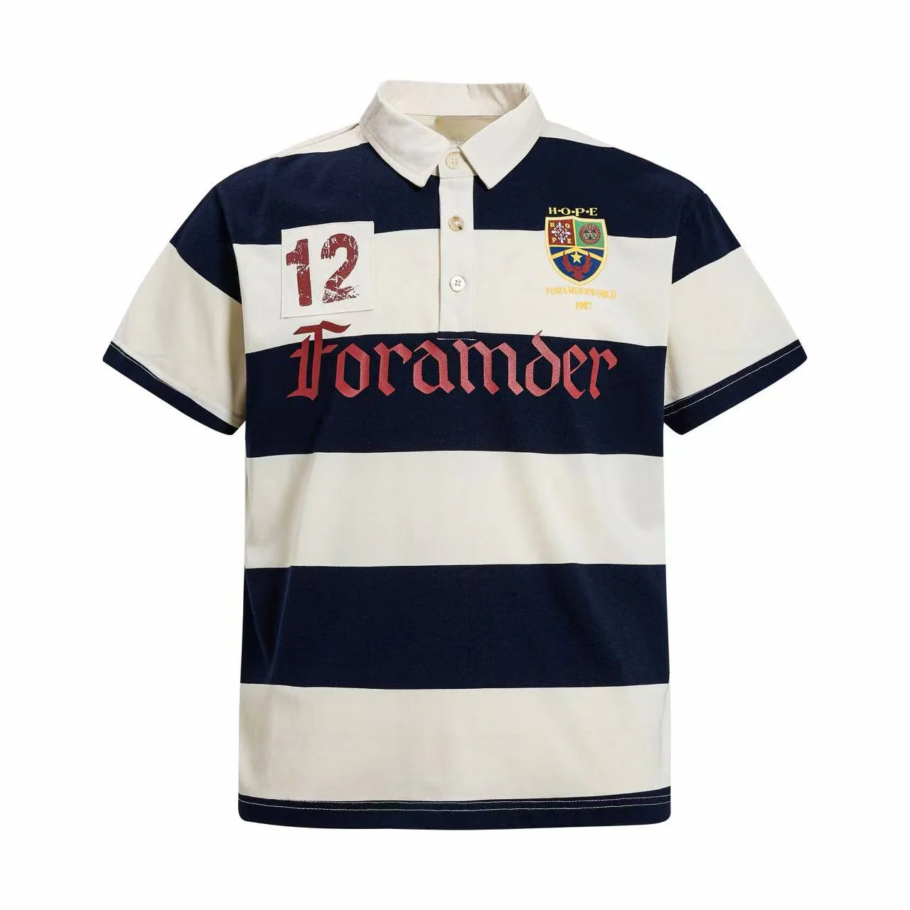 "HOPE" Stripe Polo Shirt