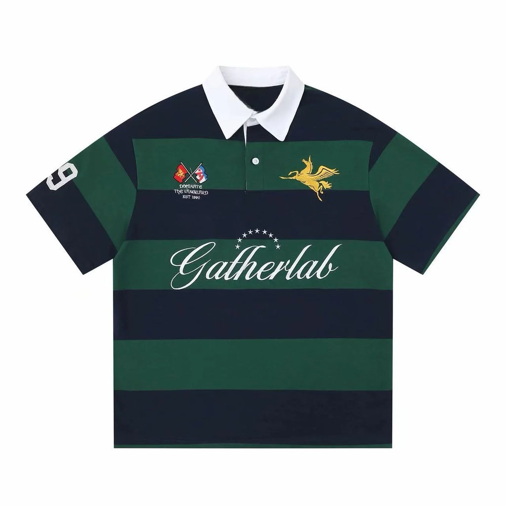 "09"Striped Rugby Polo