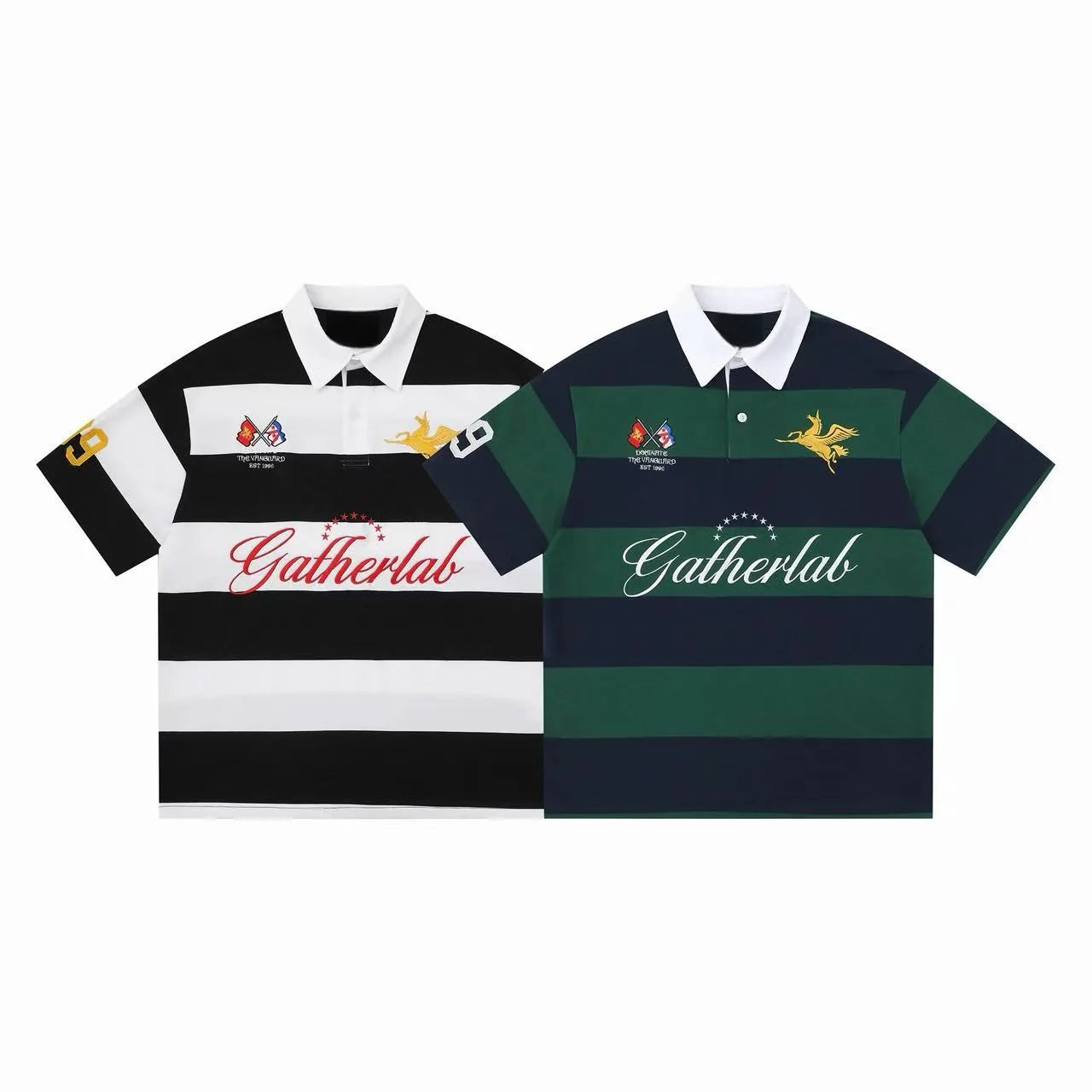 "09"Striped Rugby Polo