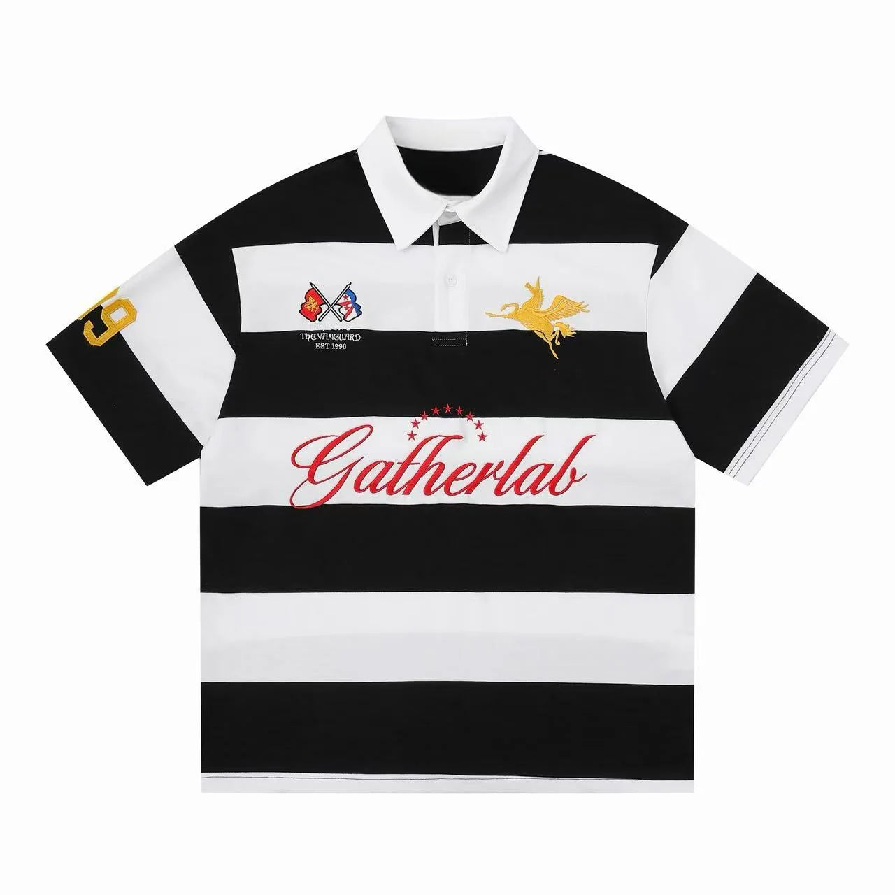 "09"Striped Rugby Polo