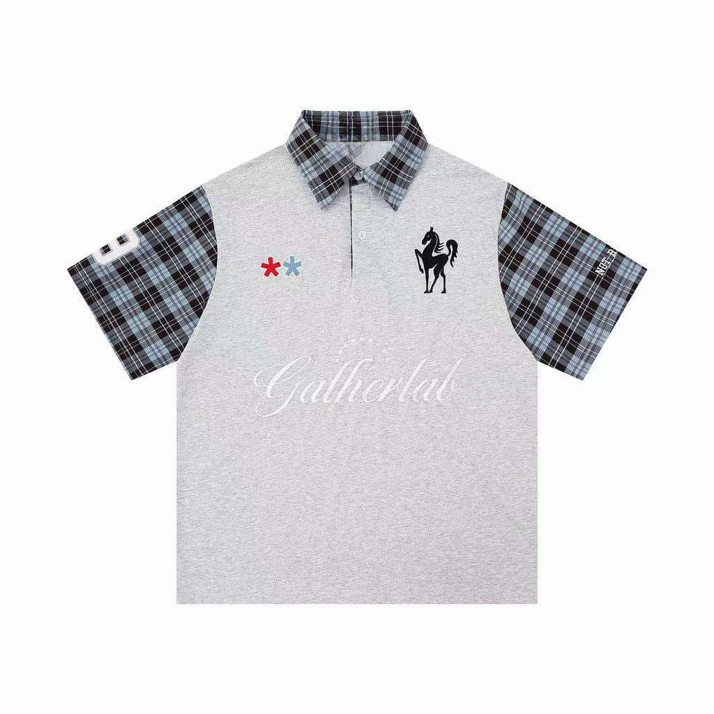 "XX" Plaid Sleeve Polo Shirt