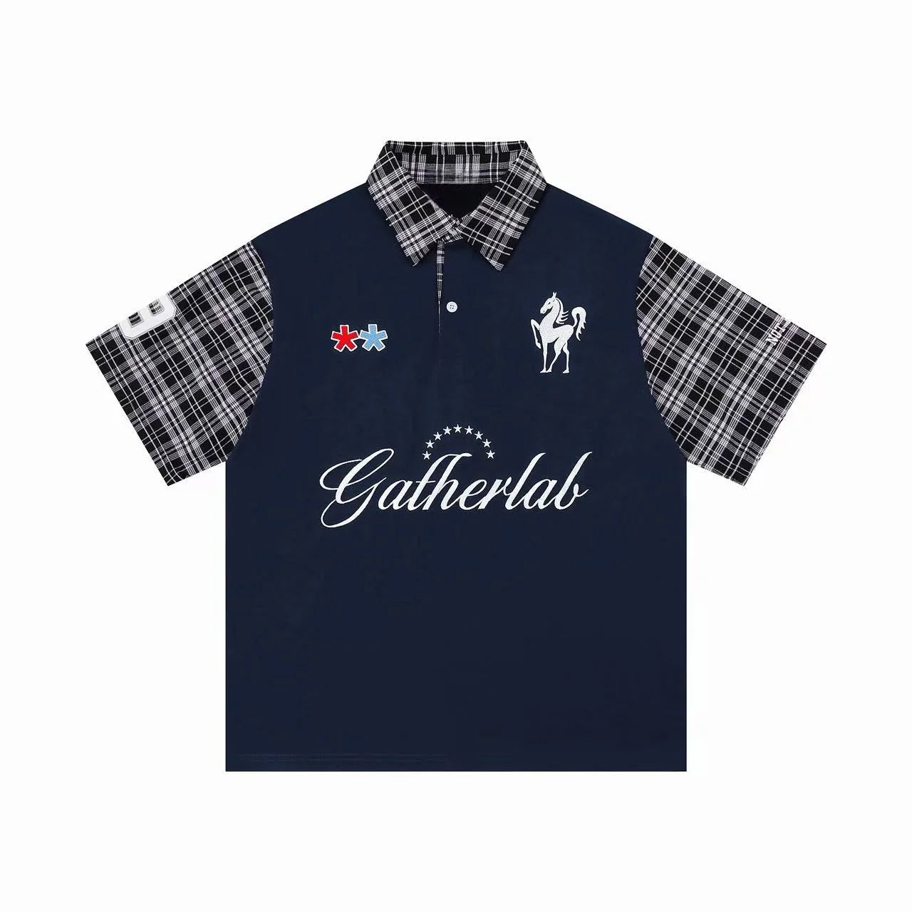 "XX" Plaid Sleeve Polo Shirt