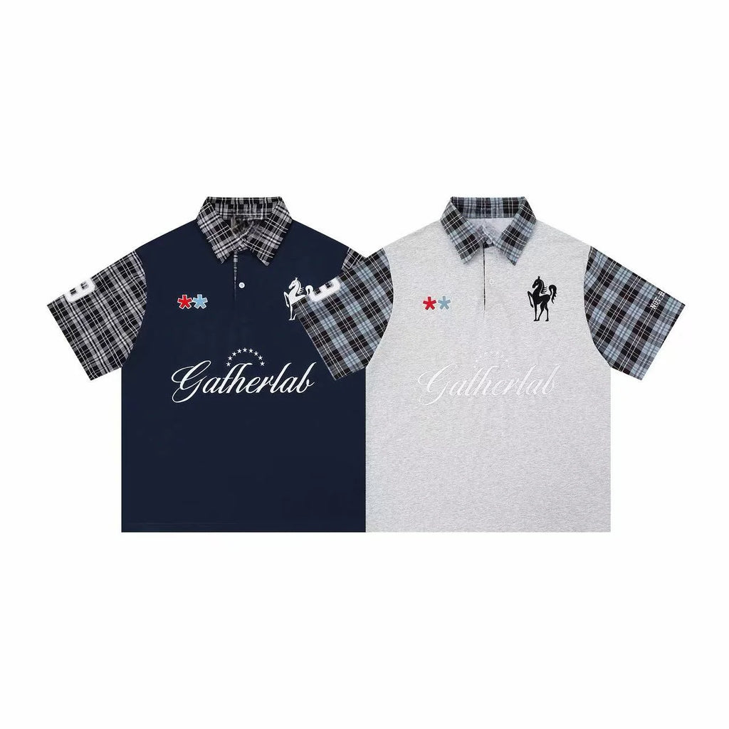 "XX" Plaid Sleeve Polo Shirt