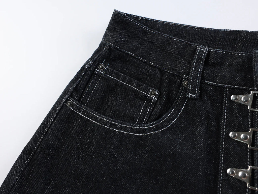 "STO" Wide Leg Denim Shorts
