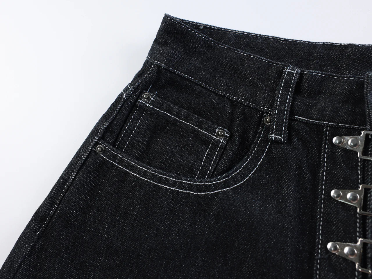 "STO" Wide Leg Denim Shorts