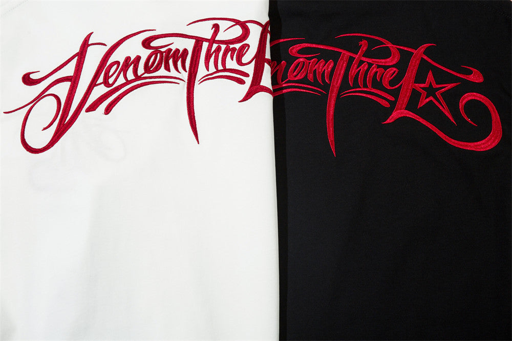 "VENOM" Letter Embroidered Street Tee