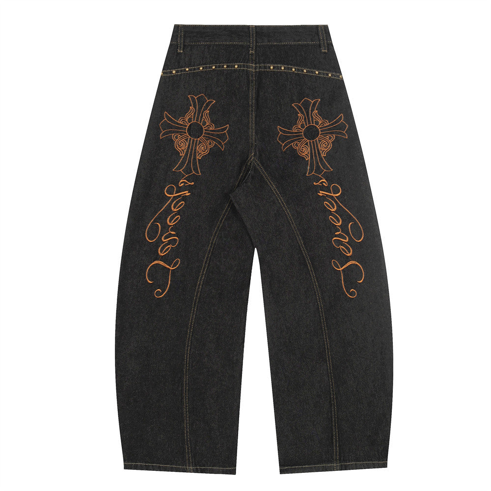 "CROSS" Denim Embroidered Jeans Globain