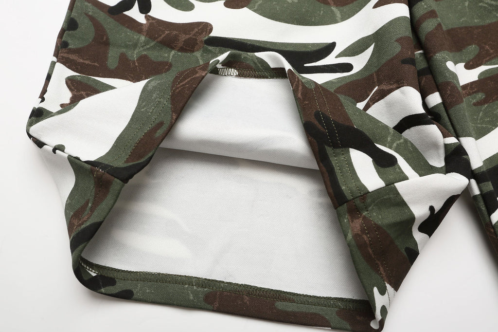 "BEAR" Camo Print Loose Shorts
