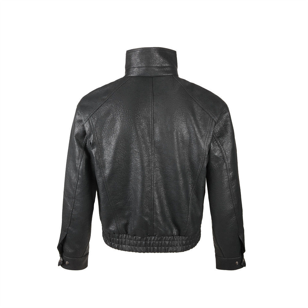 "LINE" Collar Leather Jacket