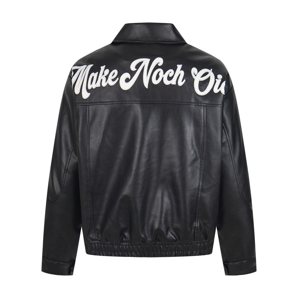 "MOTOR" Leather Embroidered Jacket Globain