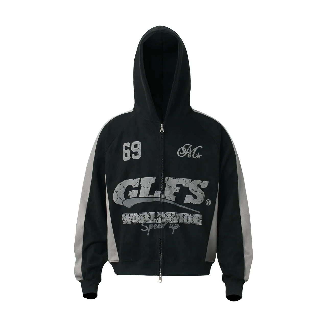 "MSTAR"  Retro Zip Hoodie Jacket