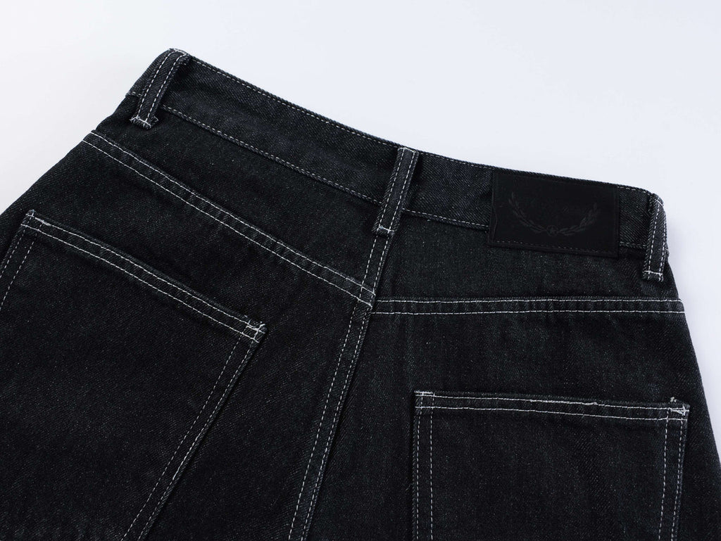"STO" Wide Leg Denim Shorts