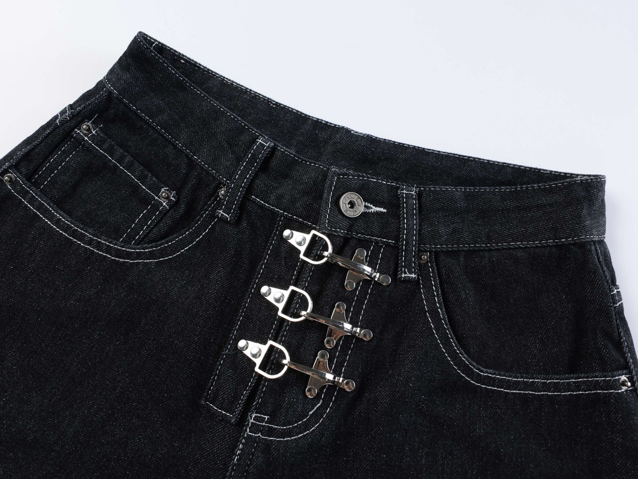 "STO" Wide Leg Denim Shorts