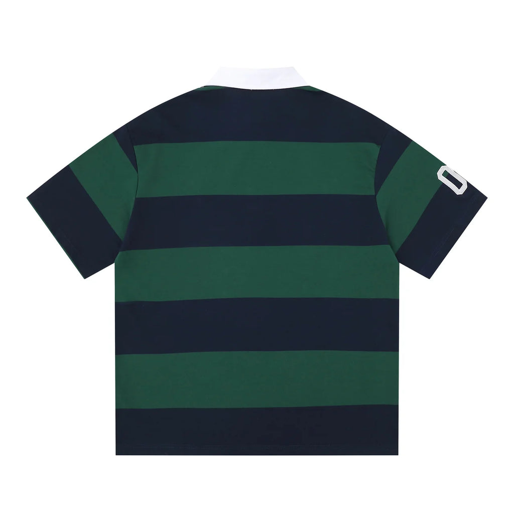 "09"Striped Rugby Polo
