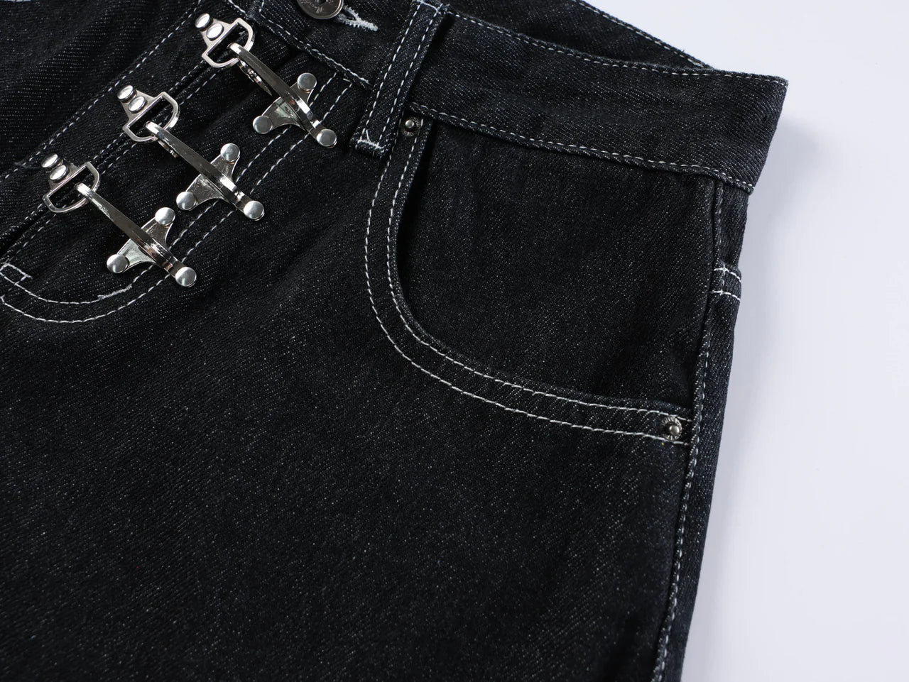 "STO" Wide Leg Denim Shorts
