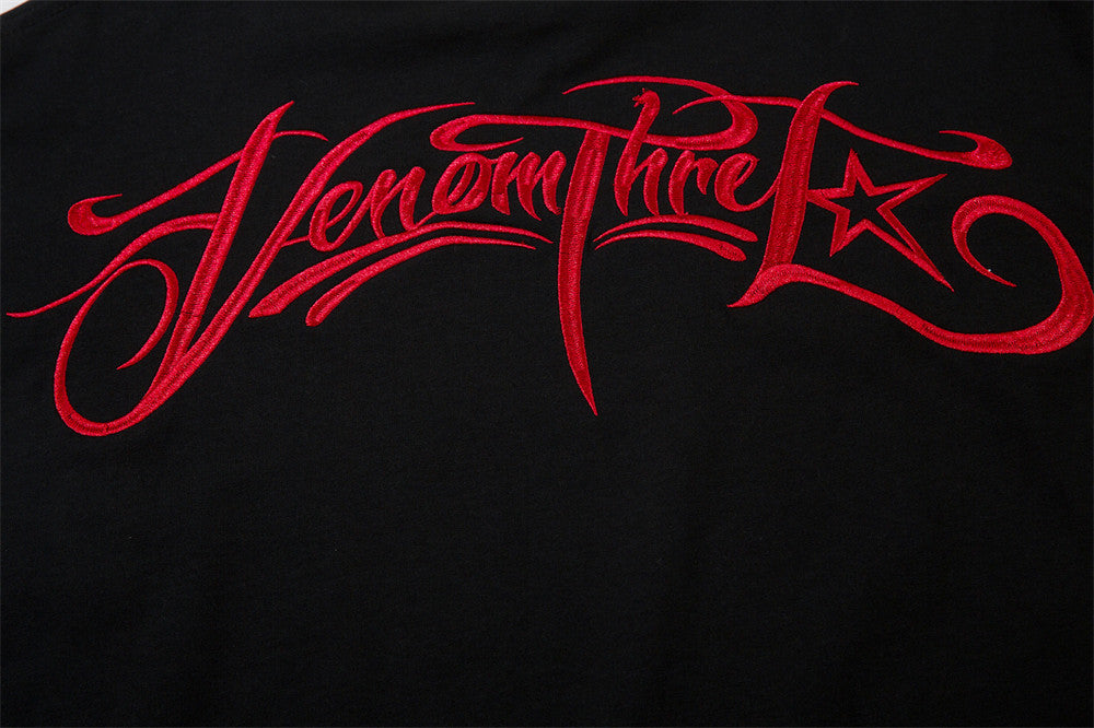 "VENOM" Letter Embroidered Street Tee