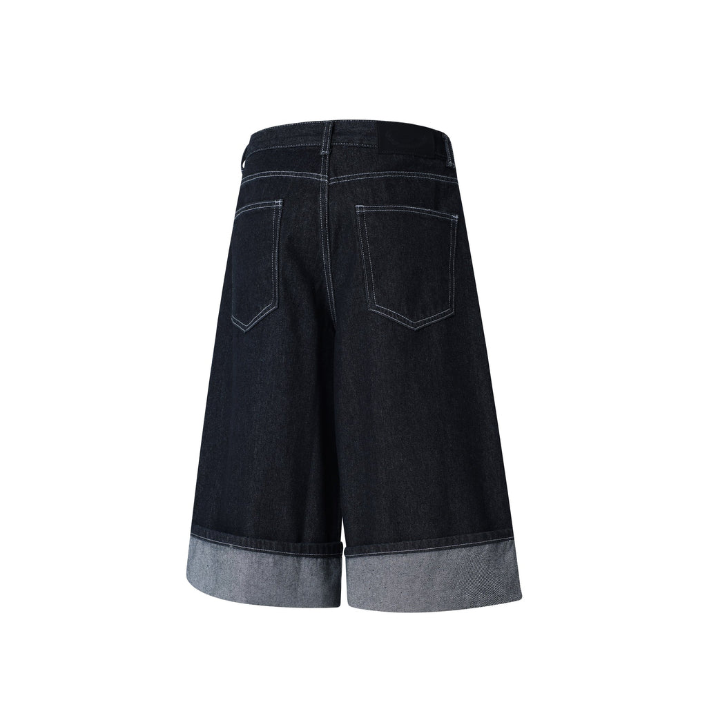 "STO" Wide Leg Denim Shorts