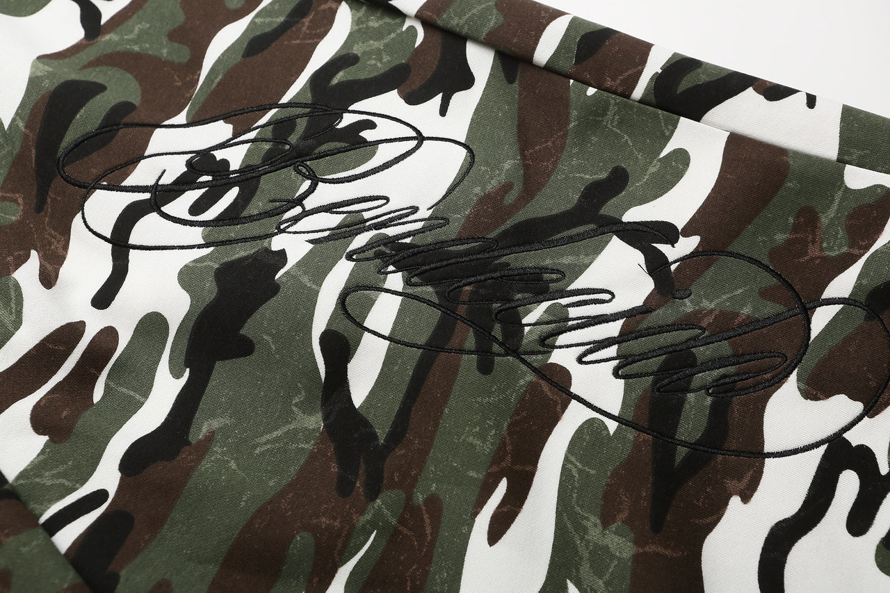 "BEAR" Camo Print Loose Shorts