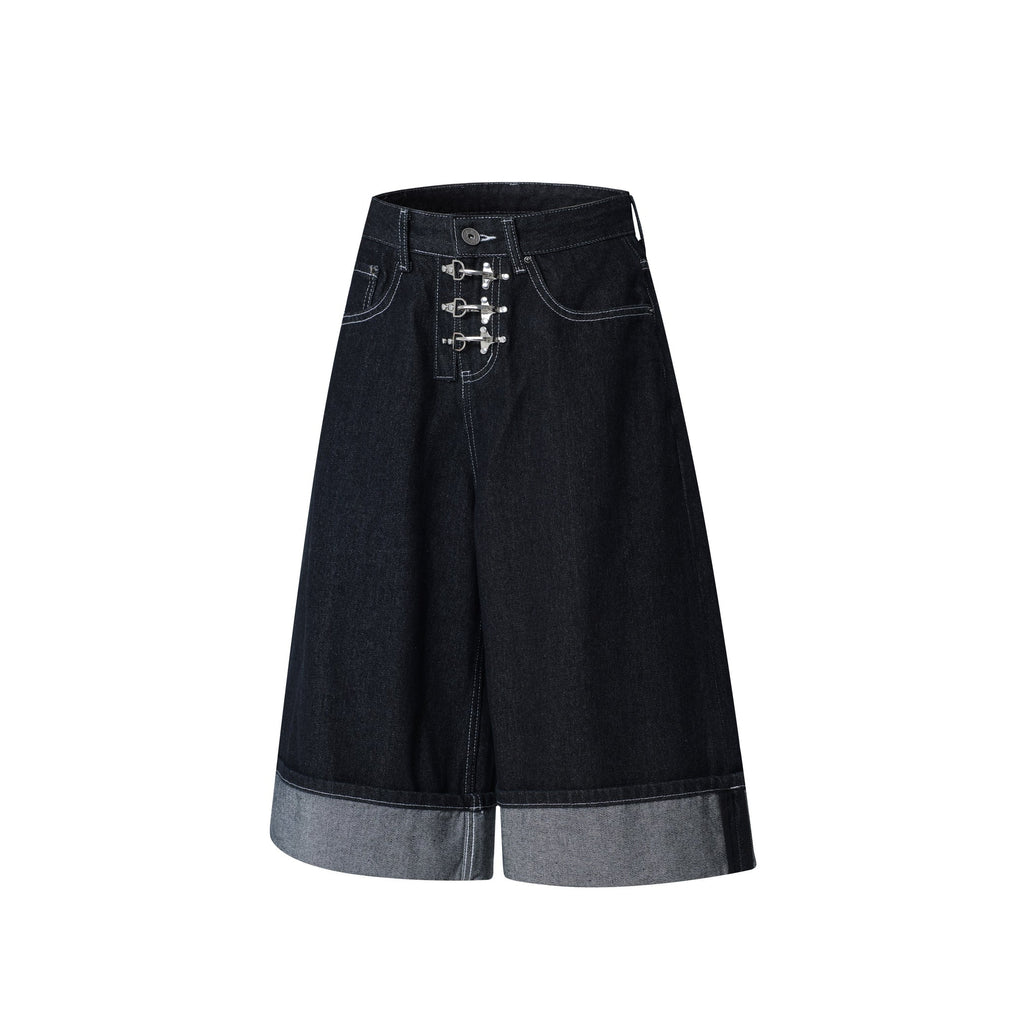 "STO" Wide Leg Denim Shorts