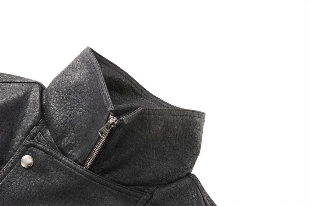 "LINE" Collar Leather Jacket