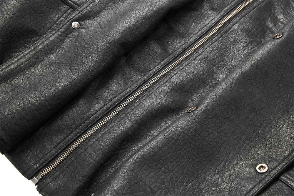 "LINE" Collar Leather Jacket