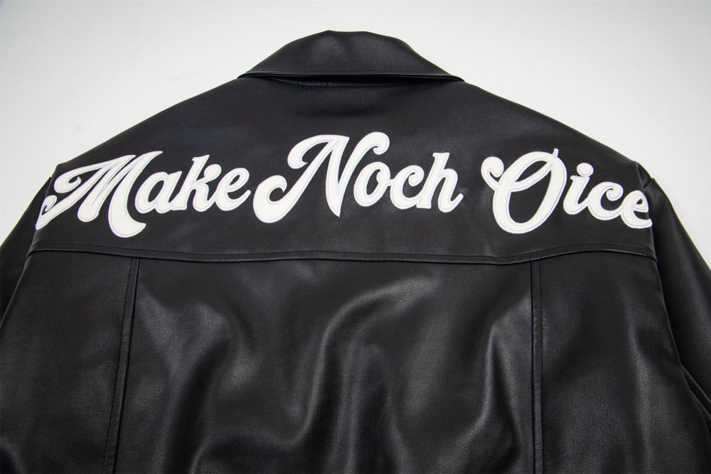 "MOTOR" Leather Embroidered Jacket Globain