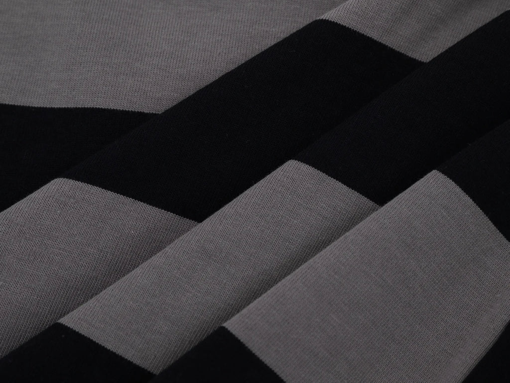 "NINE" Striped Graphic Polo Sweatshirt