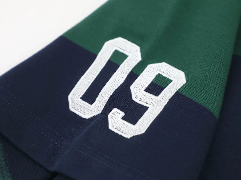 "09"Striped Rugby Polo