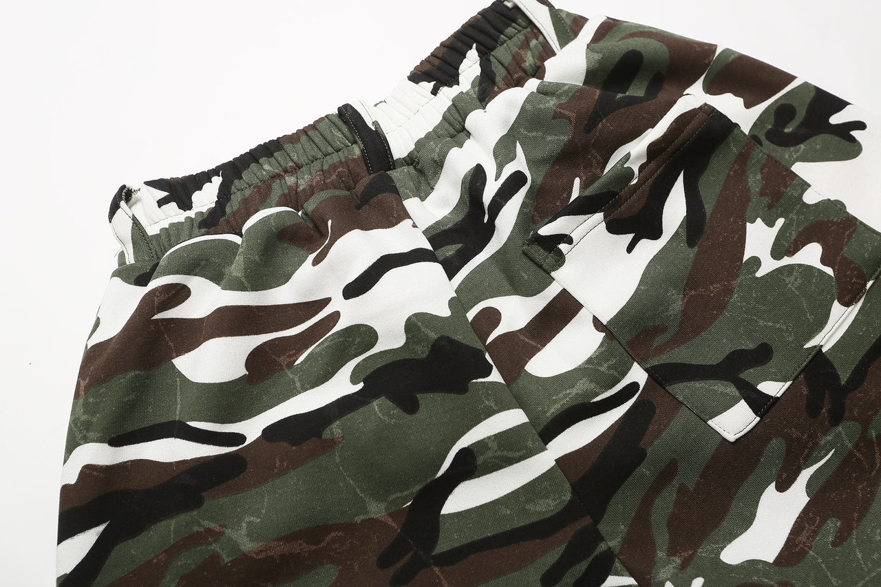 "BEAR" Camo Print Loose Shorts
