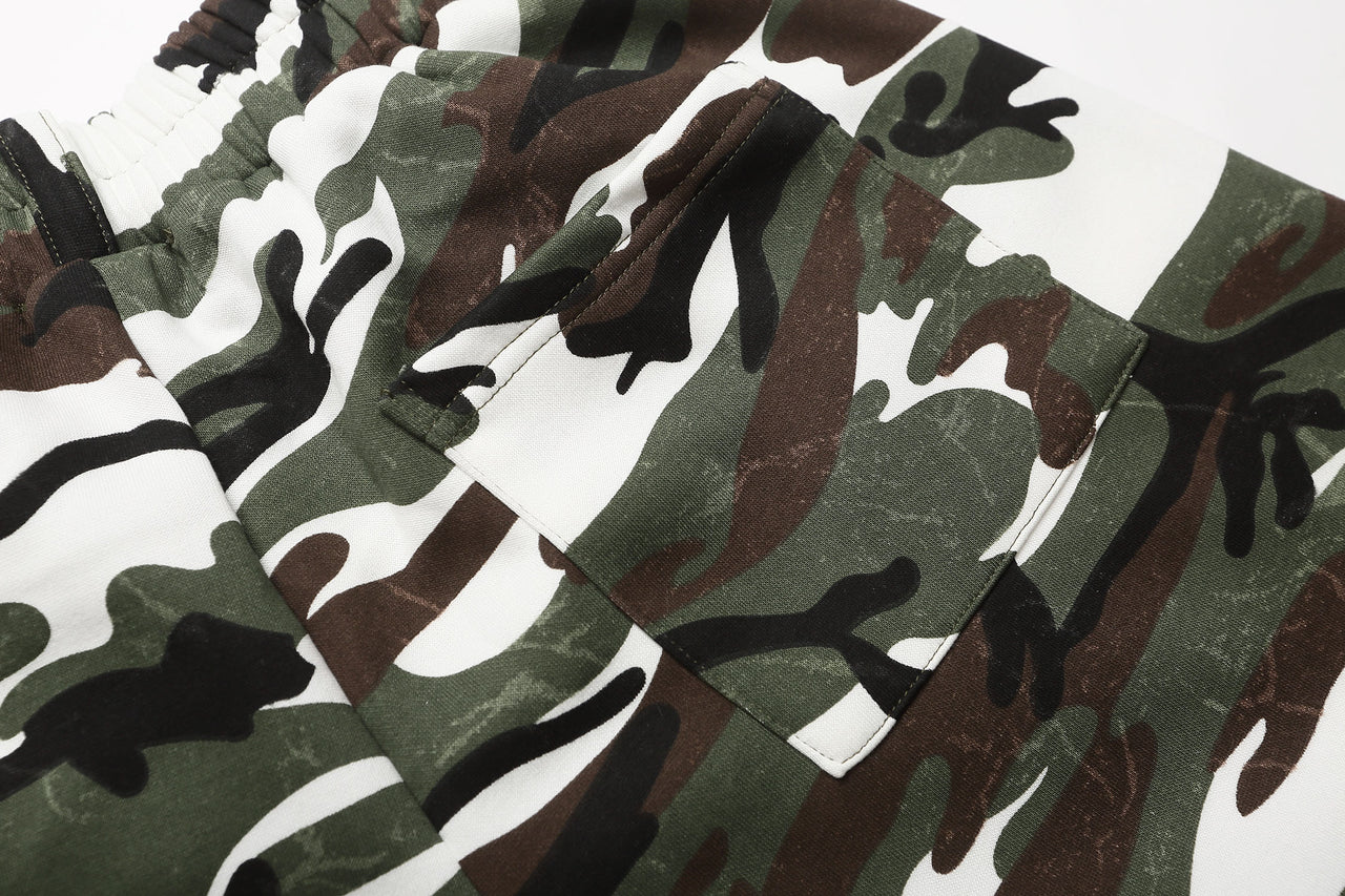 "BEAR" Camo Print Loose Shorts