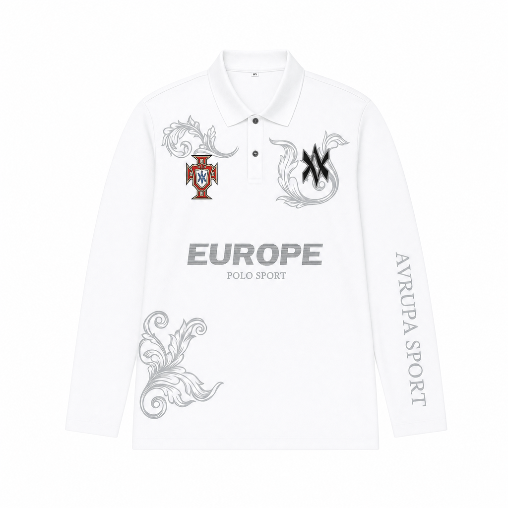 " PORTUGAL "Retro Long Sleeve Polo Shirt
