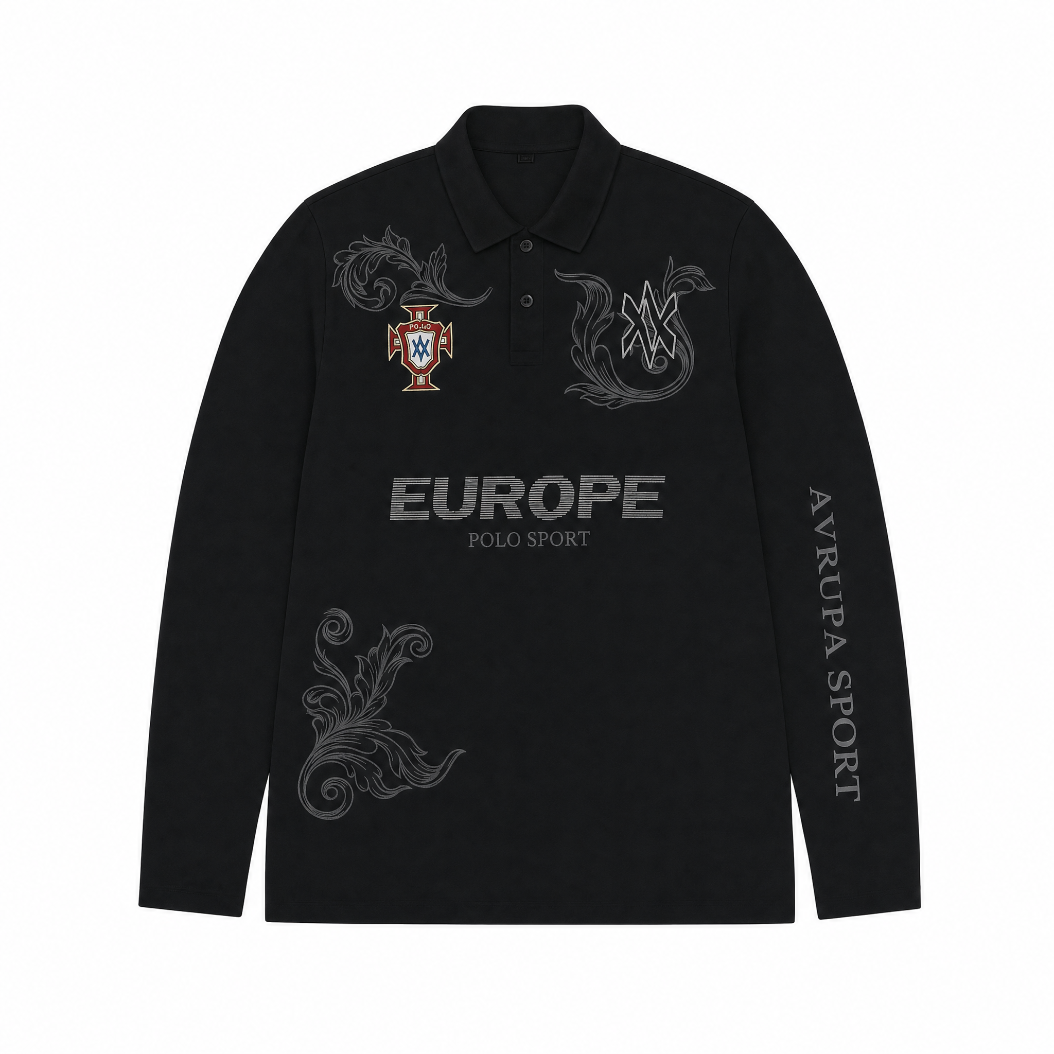 " PORTUGAL "Retro Long Sleeve Polo Shirt
